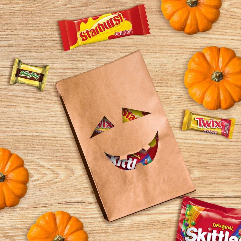 slide 4 of 9, Mars Twix, Skittles, Starburst, & Milky Way Variety Candy Assortment, Party Size - 21.82oz/60ct Bulk Bag, 21.82 oz, 60 ct