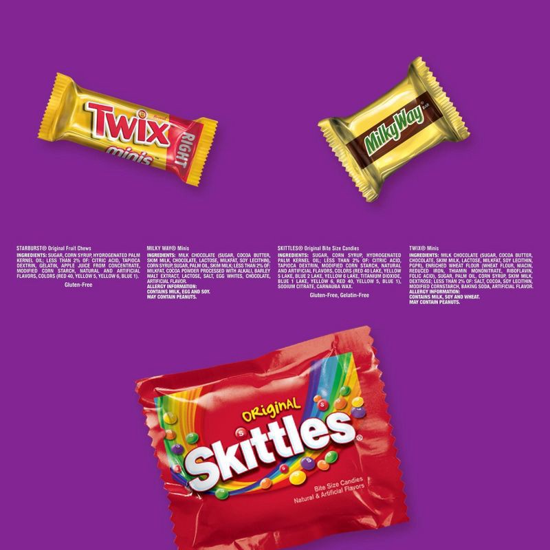 slide 8 of 9, Mars Twix, Skittles, Starburst, & Milky Way Variety Candy Assortment, Party Size - 21.82oz/60ct Bulk Bag, 21.82 oz, 60 ct