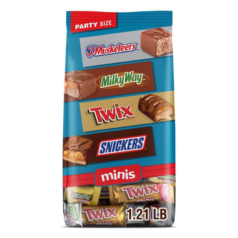 slide 2 of 11, Mars Snickers, Twix, Milky Way, & 3 Musketeers Minis Chocolate Candy Bars - 19.49oz Bulk Bag, 19.49 oz