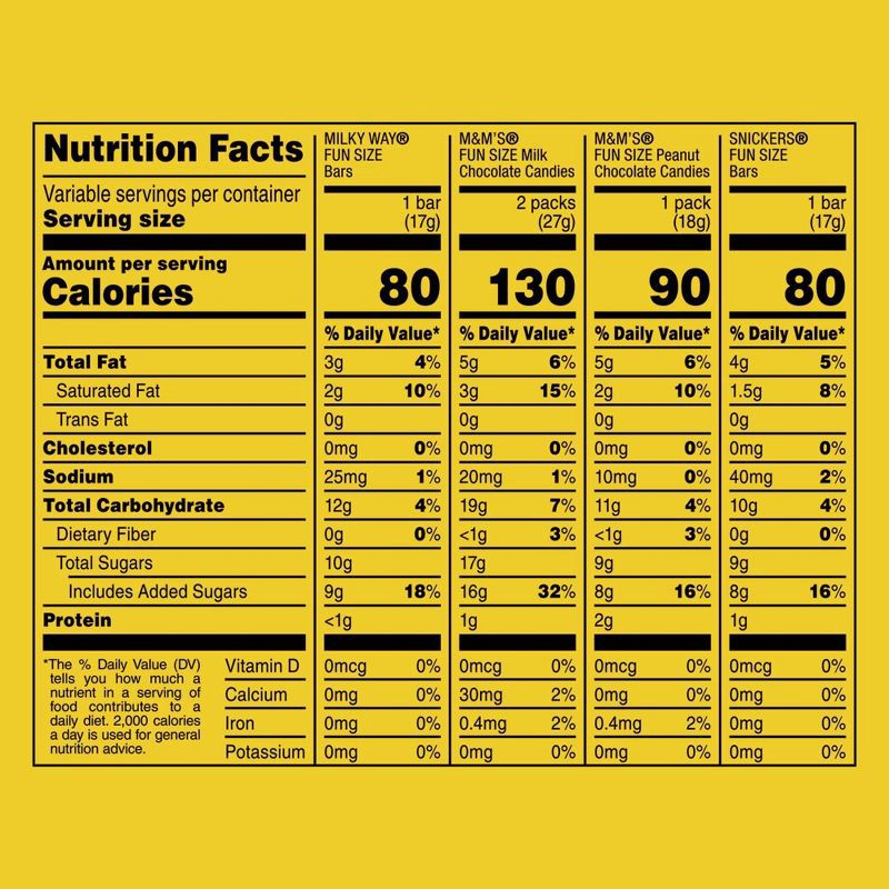 slide 8 of 10, Mars M&M's, Snickers & Milky Way Fun Size Chocolate Candies Variety Pack, Party Size - 19.2oz/35ct Bag, 19.2 oz, 35 ct