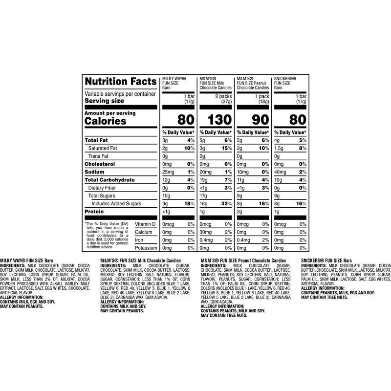 slide 10 of 10, Mars M&M's, Snickers & Milky Way Fun Size Chocolate Candies Variety Pack, Party Size - 19.2oz/35ct Bag, 19.2 oz, 35 ct