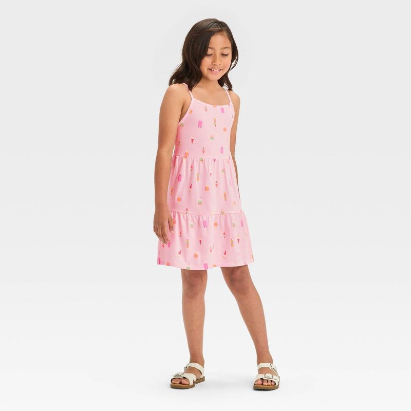 slide 3 of 3, Girls' Spaghetti Strap Ice Cream Tiered Dress - Cat & Jack™ Light Pink S, 1 ct