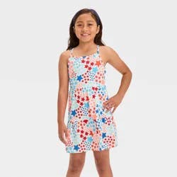 Girls' Spaghetti Strap Stars Tiered Dress - Cat & Jack™ White M