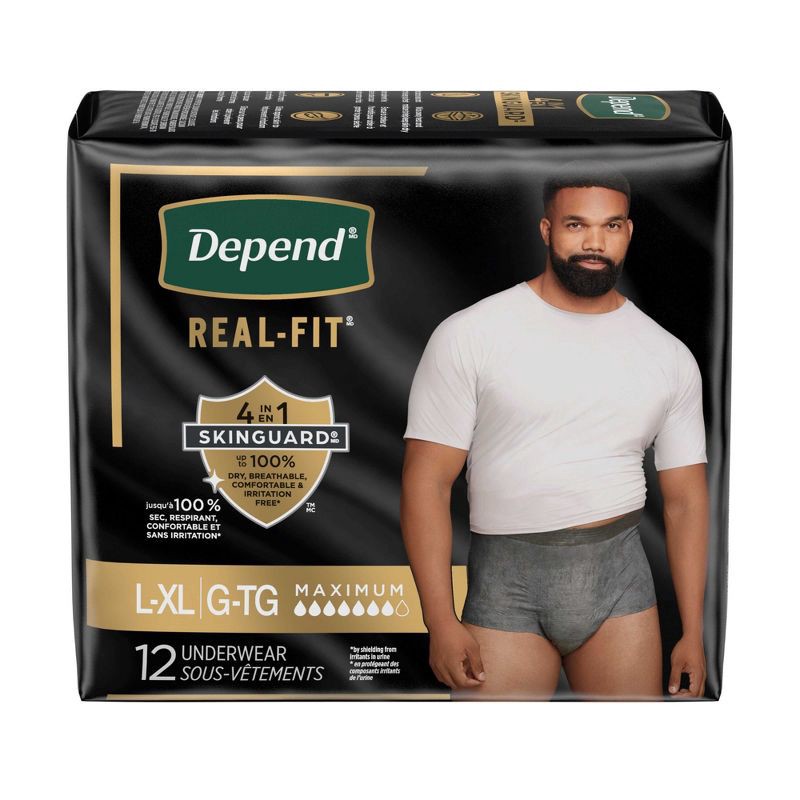 slide 2 of 8, Depend Real Fit Incontinence Convenience Pack Underwear for Men - L/XL - Gray - 12ct, 12 ct