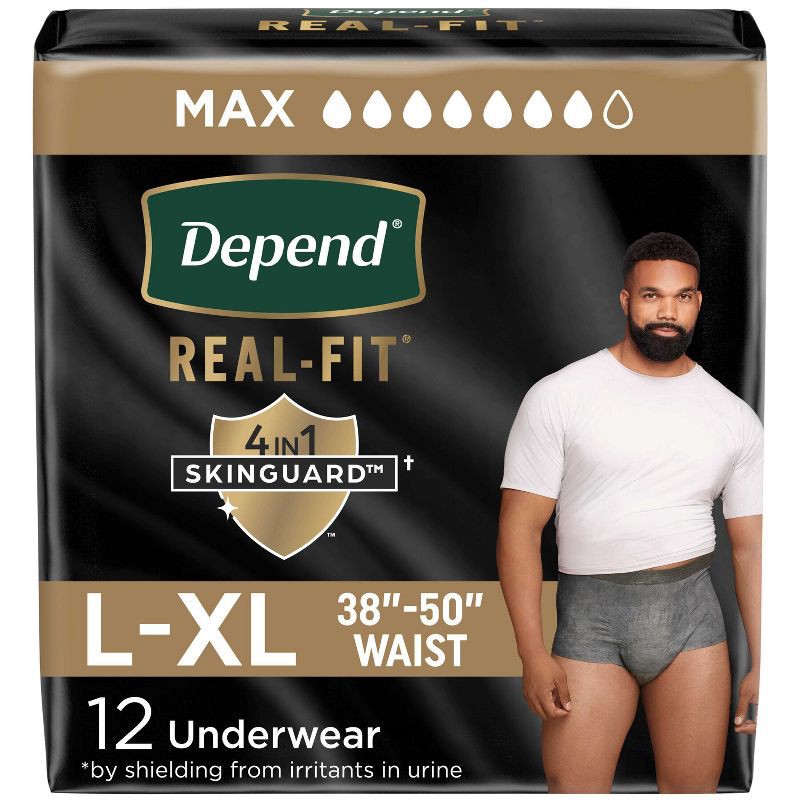 slide 1 of 8, Depend Real Fit Incontinence Convenience Pack Underwear for Men - L/XL - Gray - 12ct, 12 ct