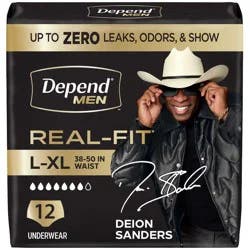 Depend Real Fit Incontinence Convenience Pack Underwear for Men - L/XL - Gray - 12ct