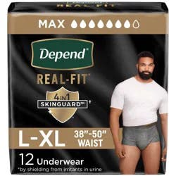 Depend Real Fit Incontinence Convenience Pack Underwear for Men - L/XL - Gray - 12ct