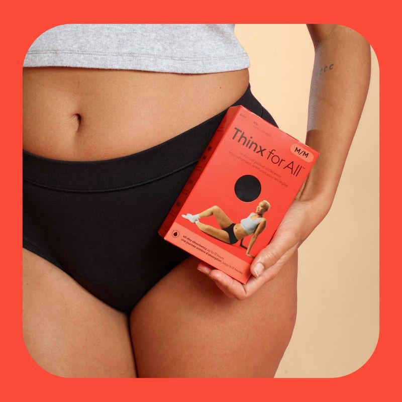 slide 2 of 9, Thinx for All Women's Period Underwear - Super Absorbency - Black Briefs - Large, 1 ct