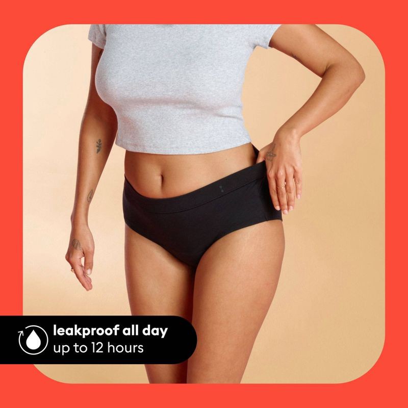 slide 4 of 9, Thinx for All Women's Period Underwear - Super Absorbency - Black Briefs - Large, 1 ct