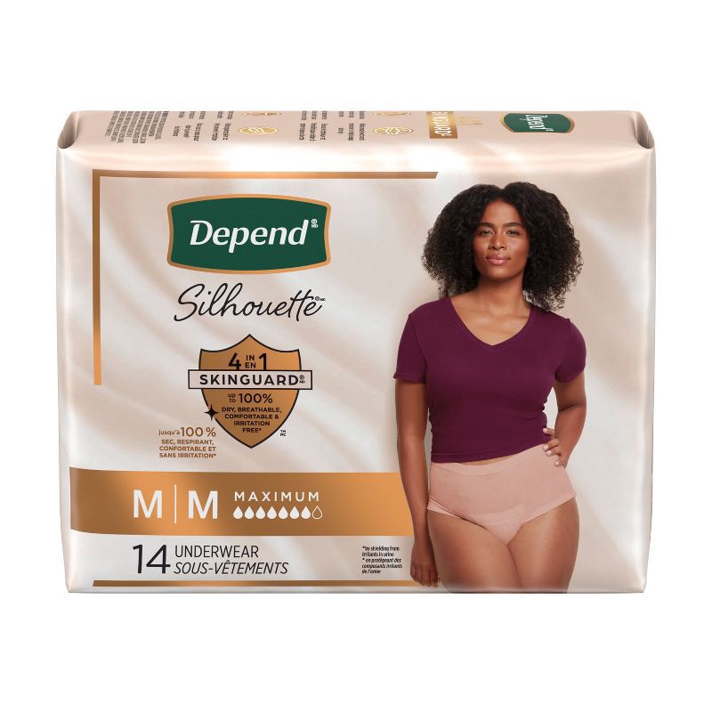 slide 2 of 9, Depend Silhouette Underwear for Women - Maximum Absorbency - M - Pink - 14ct, 14 ct