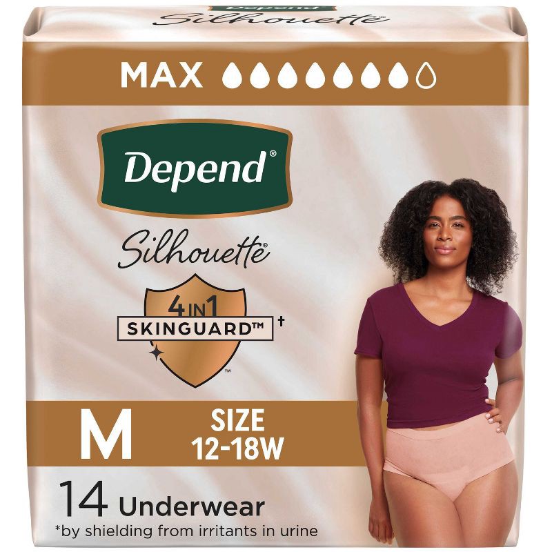 slide 1 of 9, Depend Silhouette Underwear for Women - Maximum Absorbency - M - Pink - 14ct, 14 ct