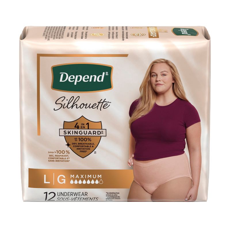 slide 2 of 9, Depend Silhouette Underwear for Women - Maximum Absorbency - L - Pink - 12ct, 12 ct