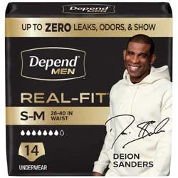 Depend Real Fit Men's Disposable Incontinence Underwear - Small/Medium - Gray - 14ct