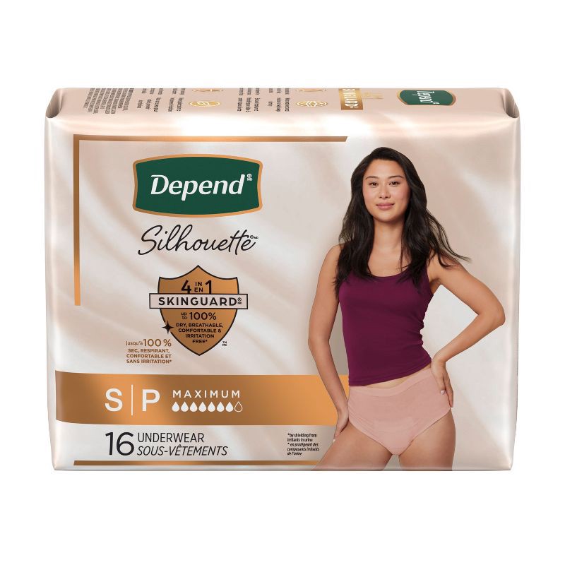 slide 2 of 9, Depend Silhouette Underwear for Women - Maximum Absorbency - S/M - Pink - 16ct, 16 ct