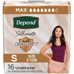 Depend Silhouette Underwear for Women - Maximum Absorbency - S/M - Pink - 16ct