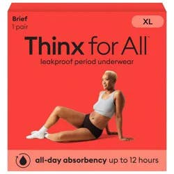 Thinx for All Women's Period Underwear - Super Absorbency - Black Briefs - X-Large