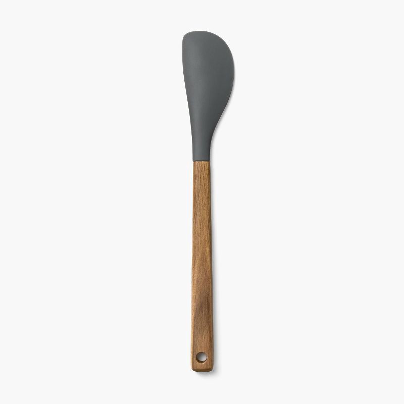 slide 1 of 3, Acacia Wood/Silicone Spatula Gray - Figmint™: Kitchen Cooking Utensils, Flexible, Hand Wash, 1 ct
