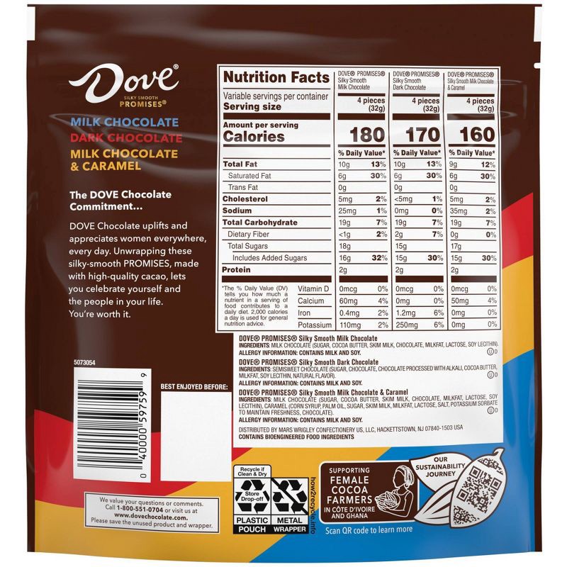 slide 10 of 11, Dove Chocolate Dove Milk Chocolate, Dark Chocolate, and Chocolate & Caramel Candy Variety Bag 14.08oz, 14.08 oz