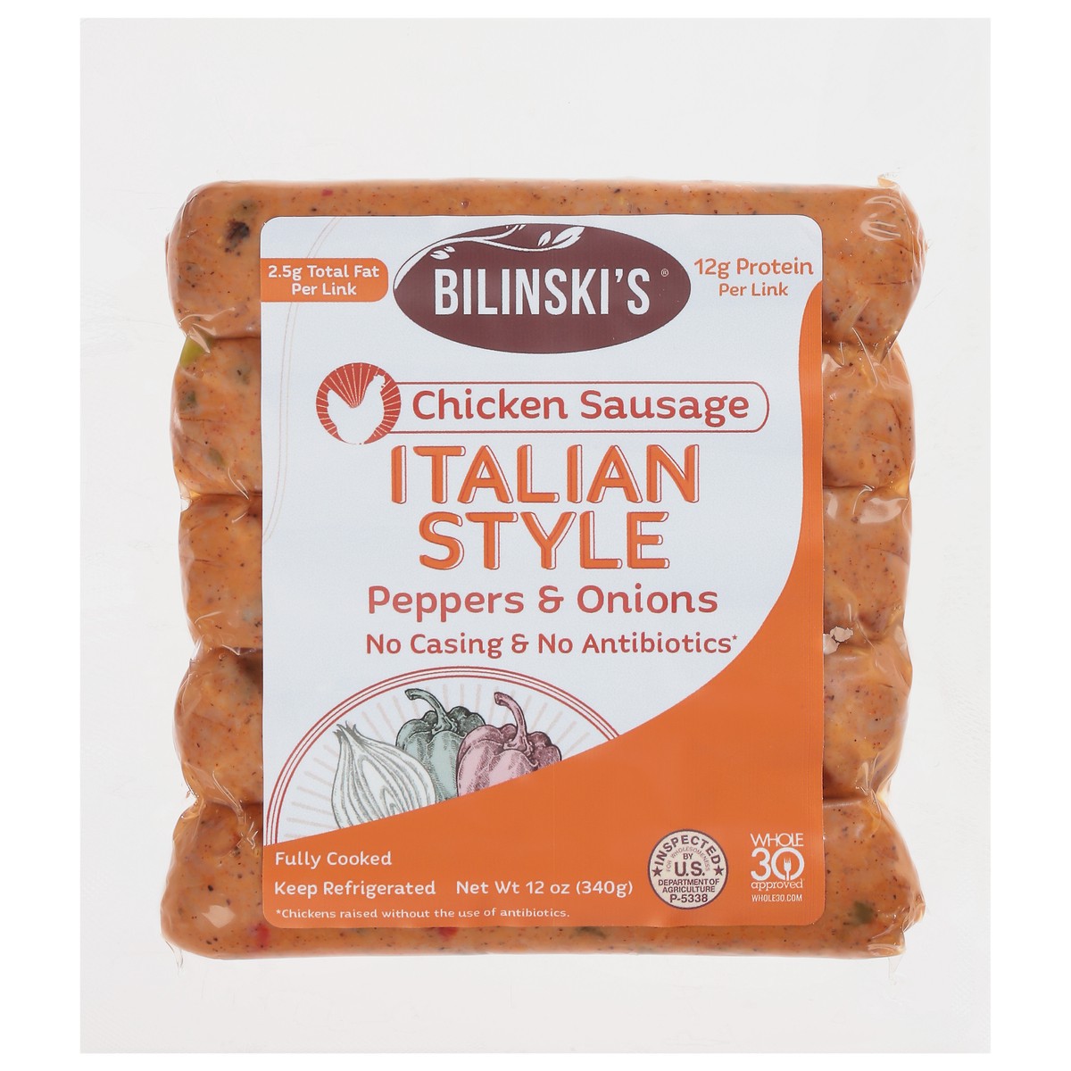 slide 1 of 9, Bilinski's Italian Style Chicken Sausage 12 oz, 12 oz