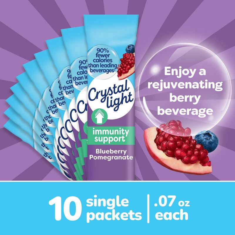 slide 3 of 9, Crystal Light Blueberry Pomegranate On the Go Immunity Drink Mix - 10ct, 10 ct