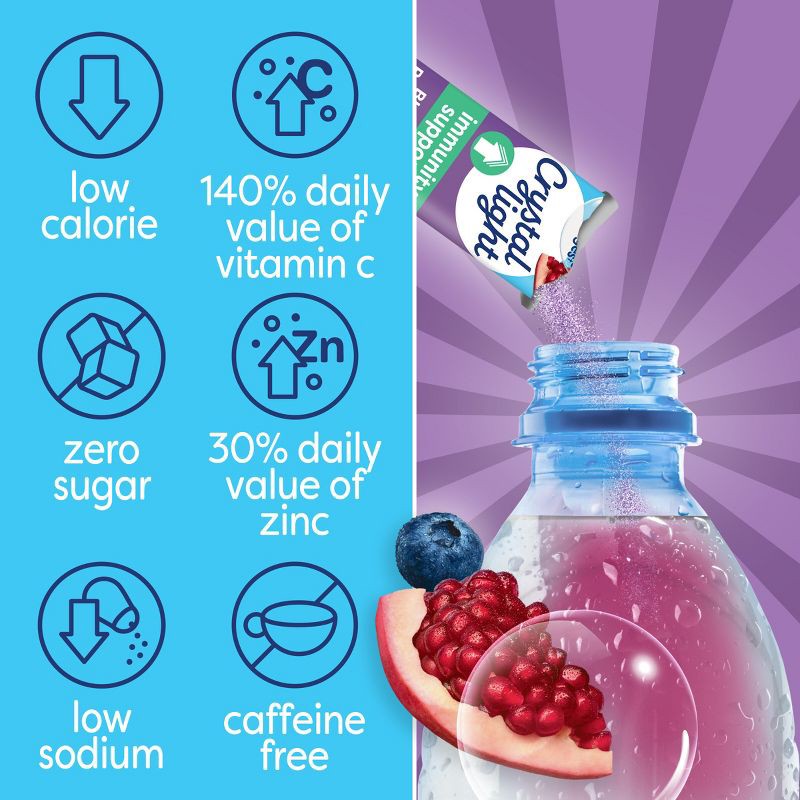 slide 5 of 9, Crystal Light Blueberry Pomegranate On the Go Immunity Drink Mix - 10ct, 10 ct