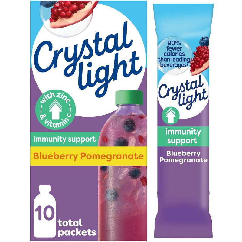 slide 1 of 9, Crystal Light Blueberry Pomegranate On the Go Immunity Drink Mix - 10ct, 10 ct