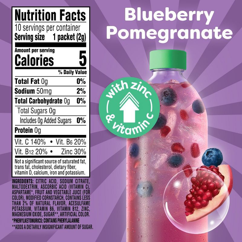 slide 7 of 9, Crystal Light Blueberry Pomegranate On the Go Immunity Drink Mix - 10ct, 10 ct