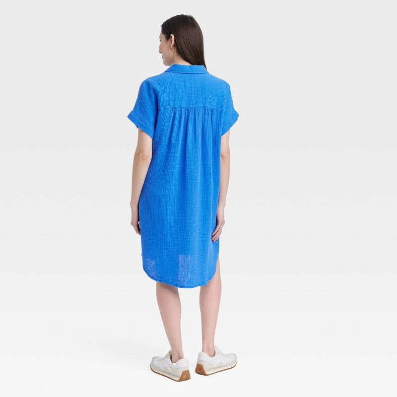 Women's Short Sleeve Mini Summer Shirtdress - Universal Thread Blue M 1 ct  | shipt