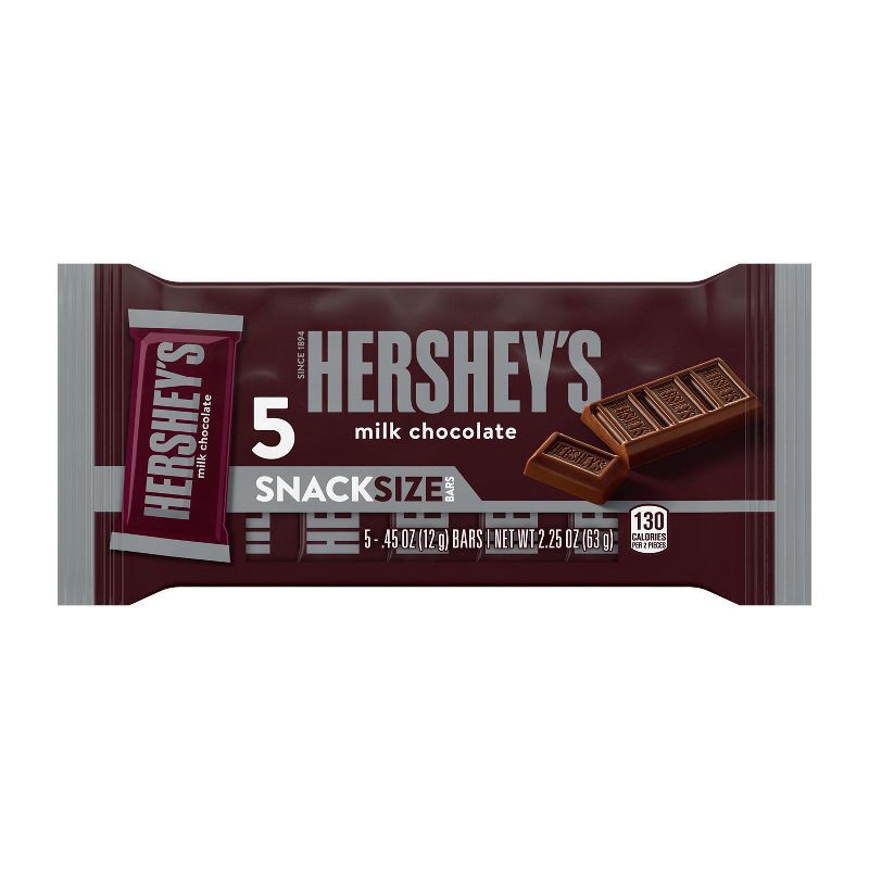 slide 1 of 6, Hershey's Milk Chocolate Snack Size Bars Candy - 0.45oz/5ct, 0.45 oz, 5 ct