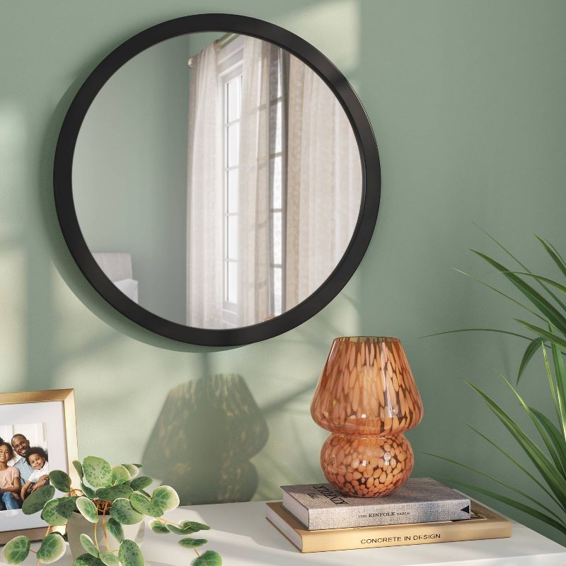 slide 2 of 4, 20" Round Wall Mirror Black - Room Essentials™, 1 ct