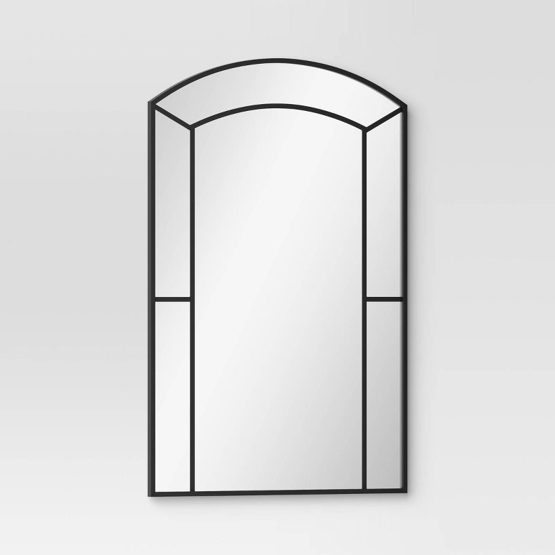 slide 3 of 4, 24"x 36" Window Pane Wall Mirror Black - Threshold™: Modern Style, Rounded Rectangle, No Assembly Required, 1 ct