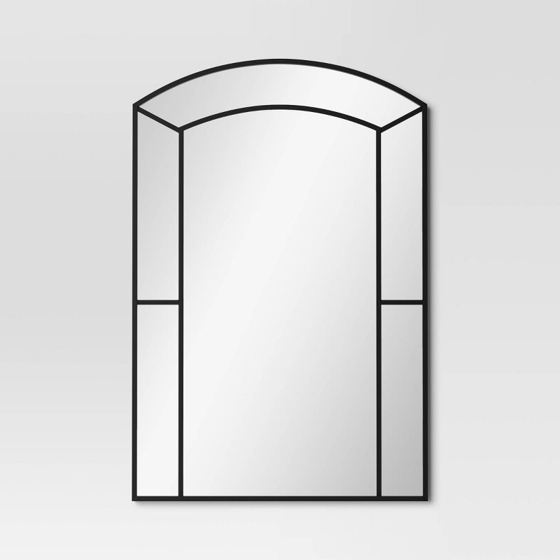 slide 1 of 4, 24"x 36" Window Pane Wall Mirror Black - Threshold™: Modern Style, Rounded Rectangle, No Assembly Required, 1 ct