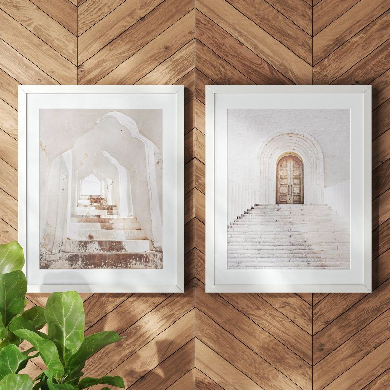 slide 2 of 5, (Set of 2) 16"x20" Architecture Framed Arts Neutrals - Threshold™: Vertical Wall Art, Brown Frame, Paper Material, Sawtooth Back Mount, 1 ct