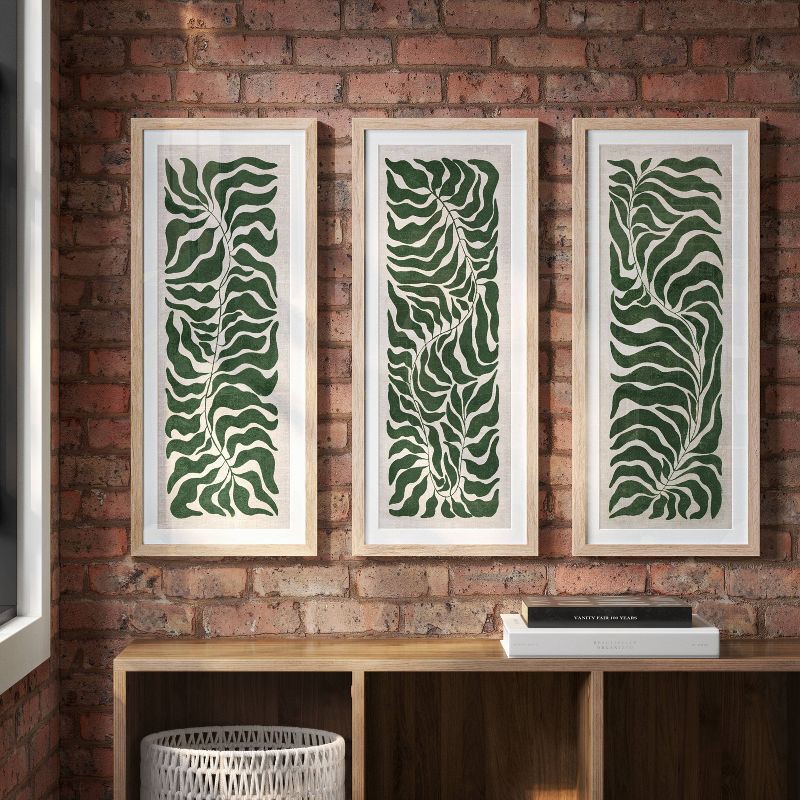 slide 2 of 5, (Set of 3) 12"x28" Modern Seaweed Framed Arts Naturals - Threshold™, 1 ct