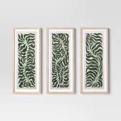 (Set of 3) 12"x28" Modern Seaweed Framed Arts Naturals - Threshold™