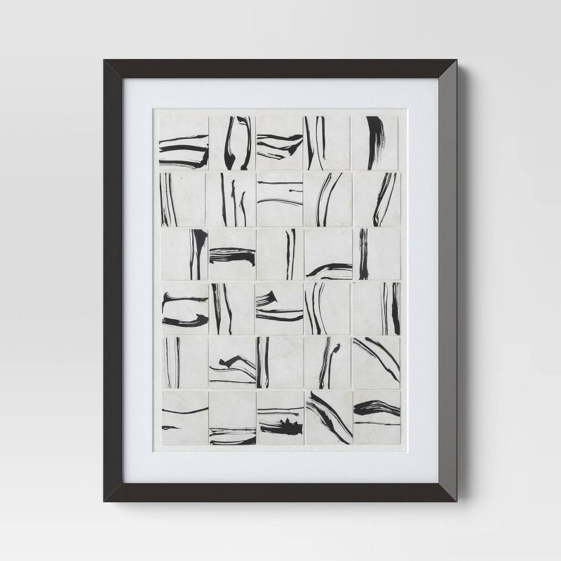 slide 3 of 5, (Set of 2) 16"x20" Patterned Lines Abstract Framed Arts Black - Threshold™, 1 ct