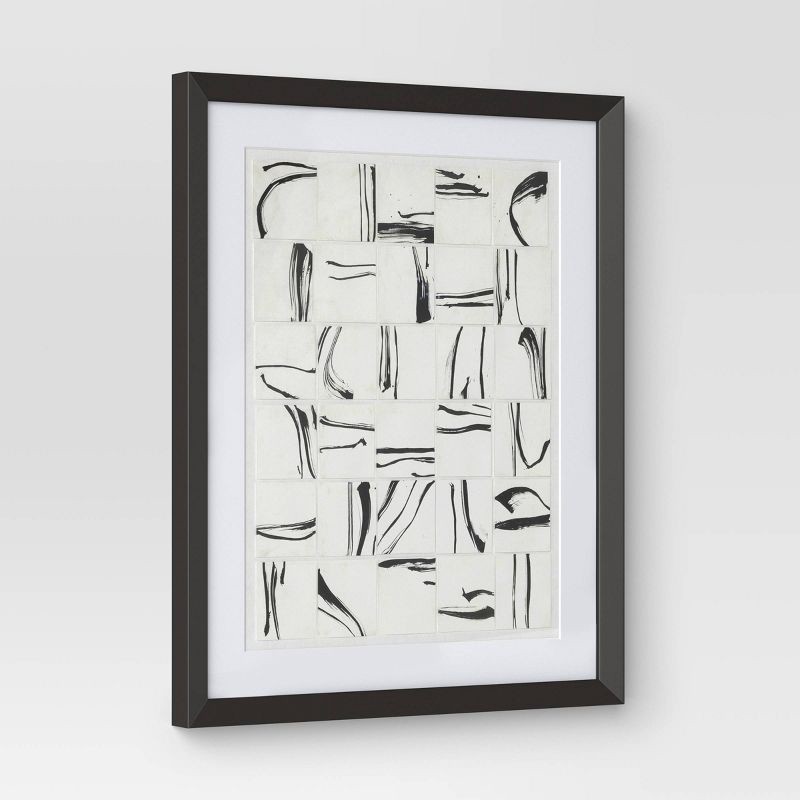 slide 4 of 5, (Set of 2) 16"x20" Patterned Lines Abstract Framed Arts Black - Threshold™, 1 ct