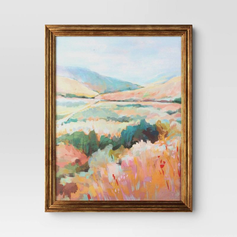 slide 1 of 4, 24"x30" Colorful Landscape Canvas Board Framed Art - Threshold™, 1 ct