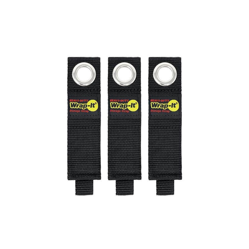 slide 3 of 8, Wrap-It Heavy Duty Storage Straps 10" 3pk: Nylon Cargo Tie Downs, Hardware Fasteners, 2-Year Warranty, 3 ct