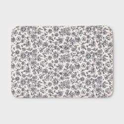 17"x24" Floral Flannel Cushion Bath Rug Black/White - Room Essentials™