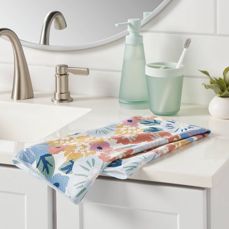 slide 2 of 4, 1pc Quick Dry All Over Floral Waffle Hand Towel - Room Essentials™, 1 ct