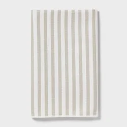 1pc Quick Dry Striped Waffle Hand Towel Tan - Room Essentials™