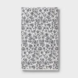 1pc Quick Dry Floral Waffle Hand Towel Black - Room Essentials™