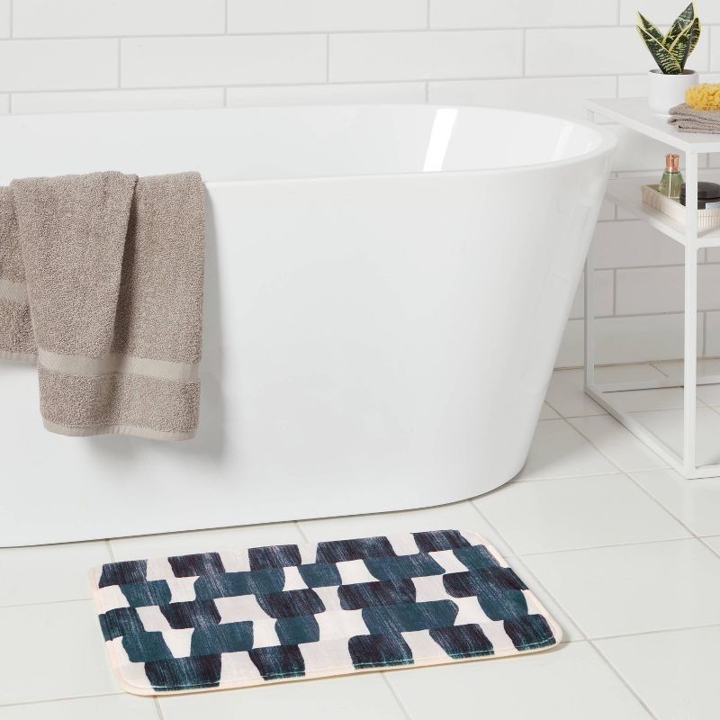 slide 2 of 4, 17"x24" Watercolor Blocks Flannel Cushion Bath Rug - Room Essentials™, 1 ct