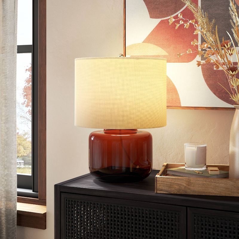 slide 3 of 4, Amber Glass Table Lamp Brown - Threshold™, 1 ct