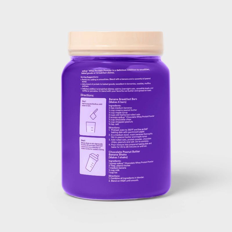 slide 3 of 6, Whey Protein Powder - Chocolate - 32oz - up&up™, 32 oz