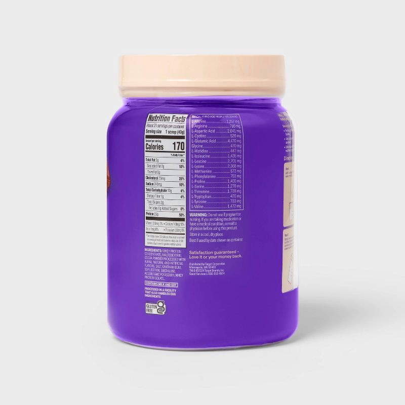 slide 4 of 6, Whey Protein Powder - Chocolate - 32oz - up&up™, 32 oz