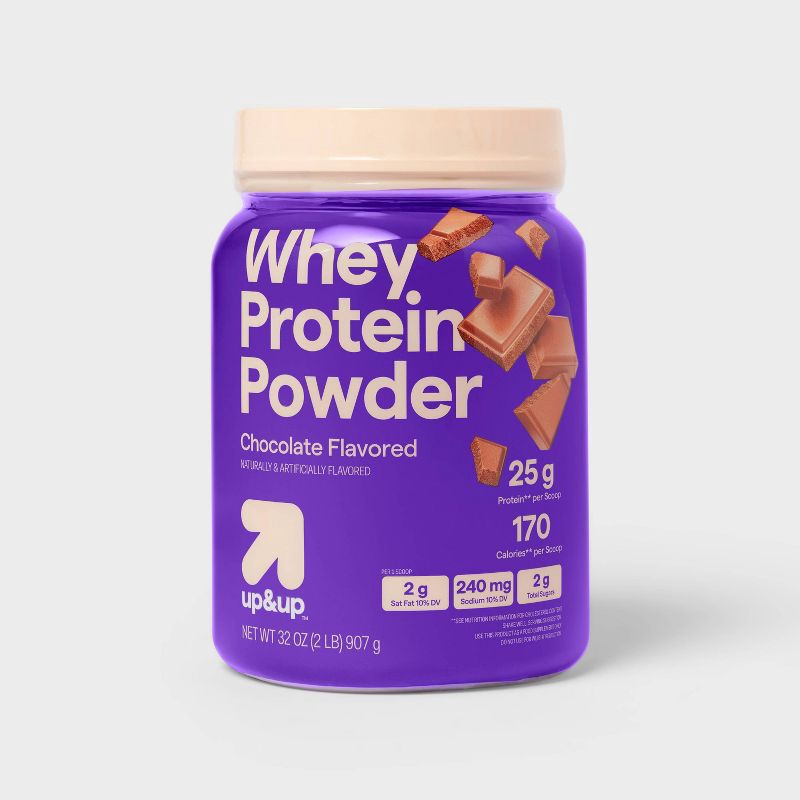slide 1 of 6, Whey Protein Powder - Chocolate - 32oz - up&up™, 32 oz