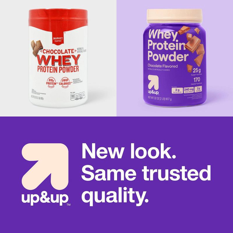 slide 5 of 6, Whey Protein Powder - Chocolate - 32oz - up&up™, 32 oz