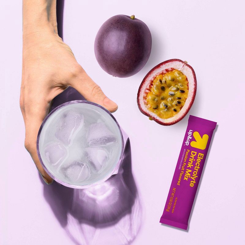 slide 5 of 7, Hydration with Electrolytes Vegan Drink Mix - Passion Fruit - 11.3oz/20ct - up&up™, 11.3 oz, 20 ct